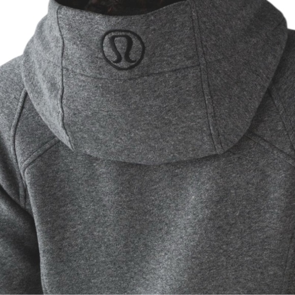 Lululemon Scuba Hoodie Light Cotton Fleece Size 2 Heathered Speckled Black Grey - Picture 4 of 16